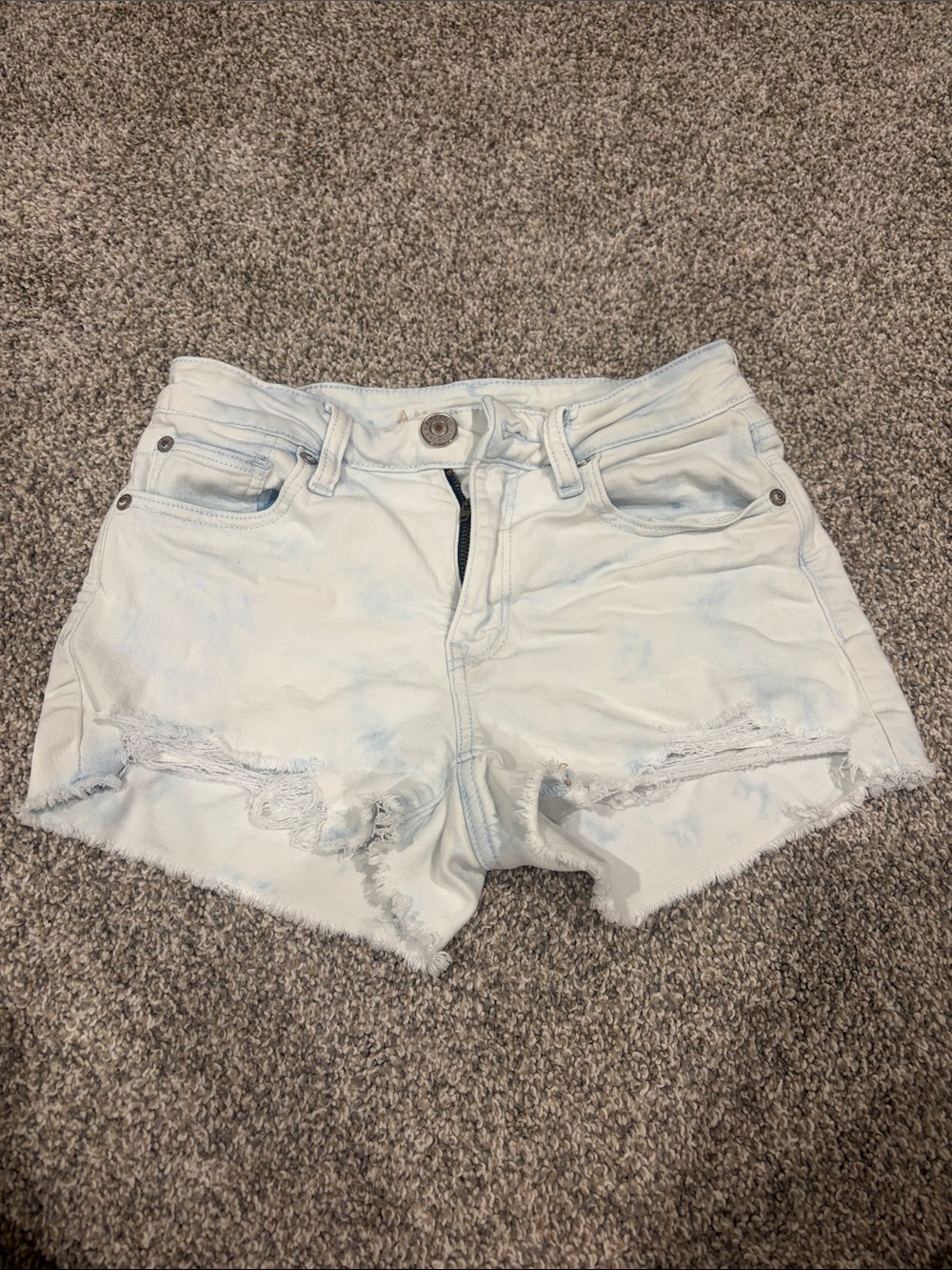 American Eagle Outfitters Women's Light Blue Distressed Denim Cutoff Shorts